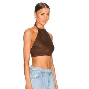 Faithfull Roccella Halter Top Chocolate Brown Linen | Size M